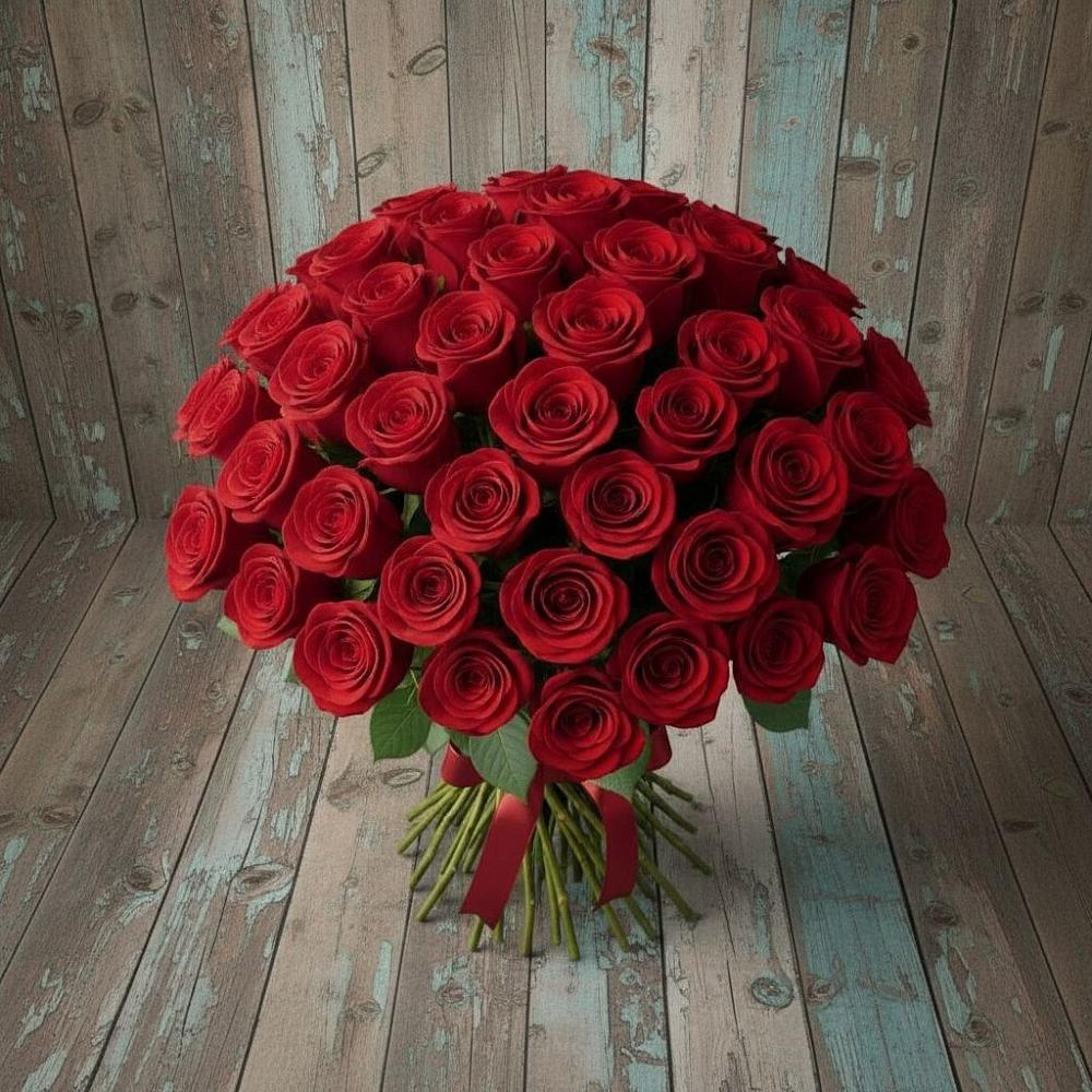 Букет 55 Красных роз Фридом в Зеленогорске Ленинградской области