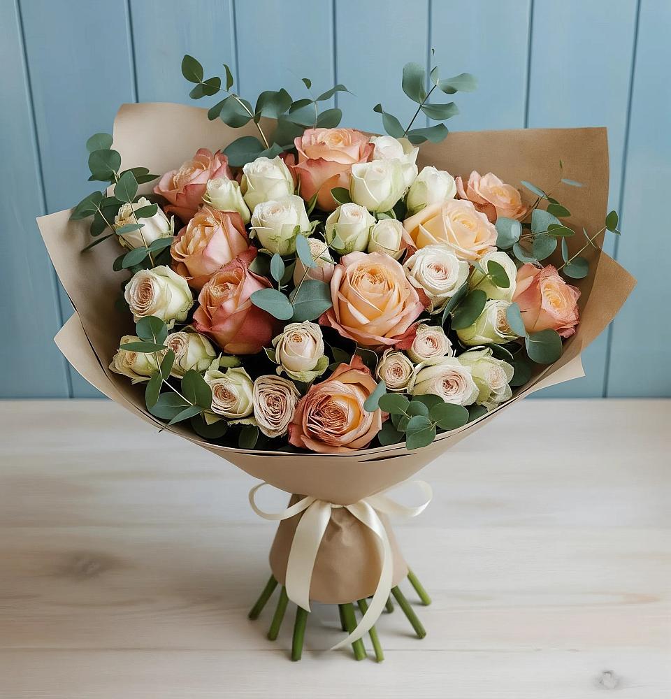 Букет цветов из: Альстромерии и Розы в Зеленогорске Ленинградской области