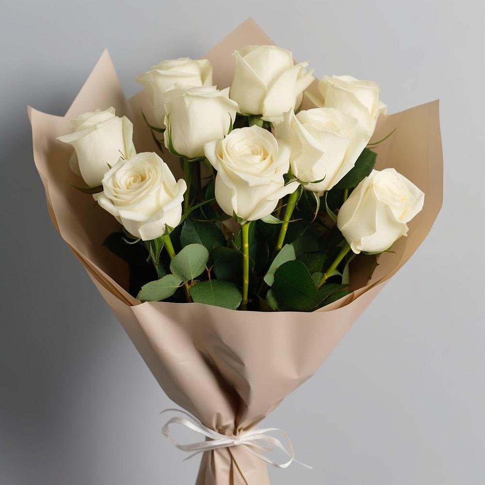 Букет 9 Белых роз Эдлесс Лав в Зеленогорске Ленинградской области