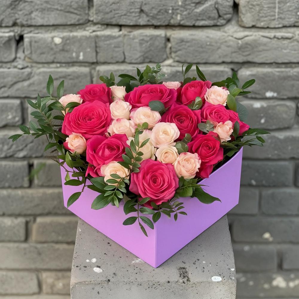 Цветочная композиция из Розы в коробке в Зеленогорске Ленинградской области