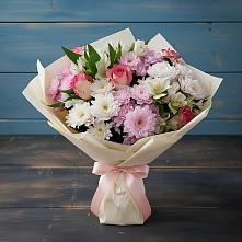 Букет цветов из:  Хризантемы, Альстромерии и Розы в Зеленогорске Ленинградской области