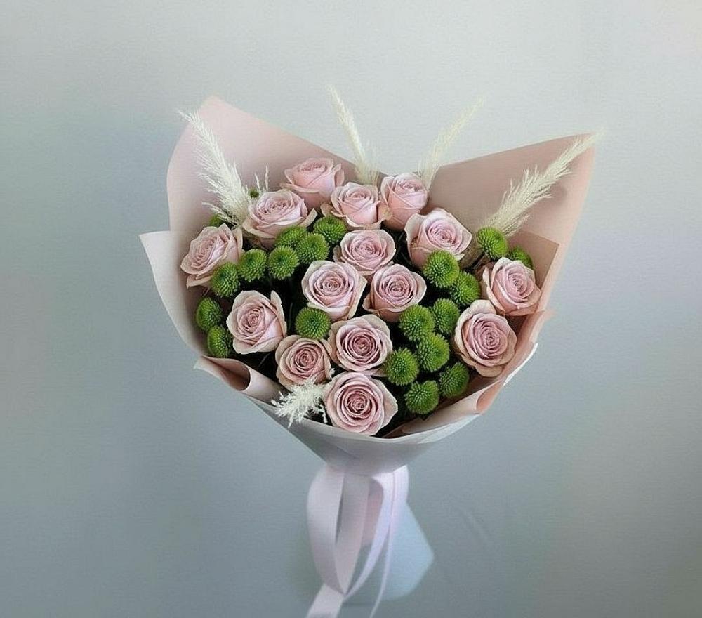 Букет цветов из: Розы и Хризантемы в Зеленогорске Ленинградской области